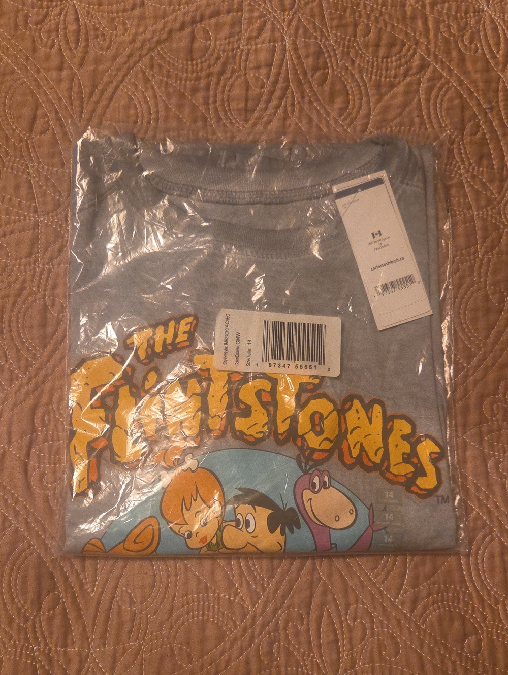 Flintstones Gray Long Sleeved Tee - Fred, Wilma, Barney, Betty And Bam Bam